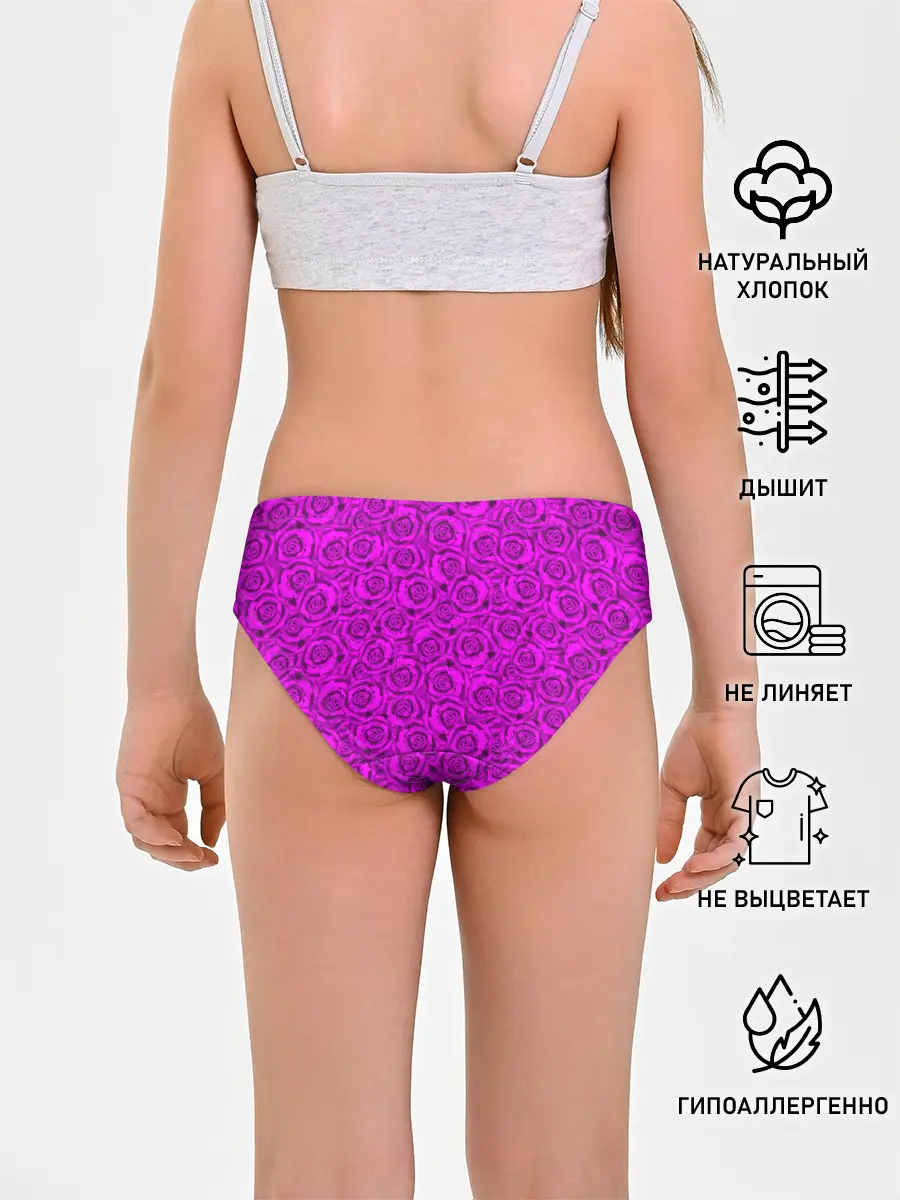 Трусы для девочек / Яркий цветочный неоновый узор