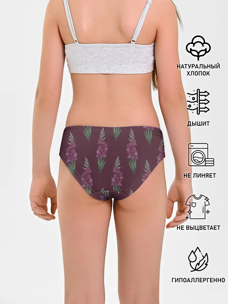 Трусы для девочек / Бардовые гладиолусы