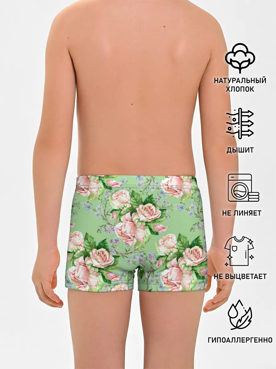 Трусы для мальчиков / Розы и васильки