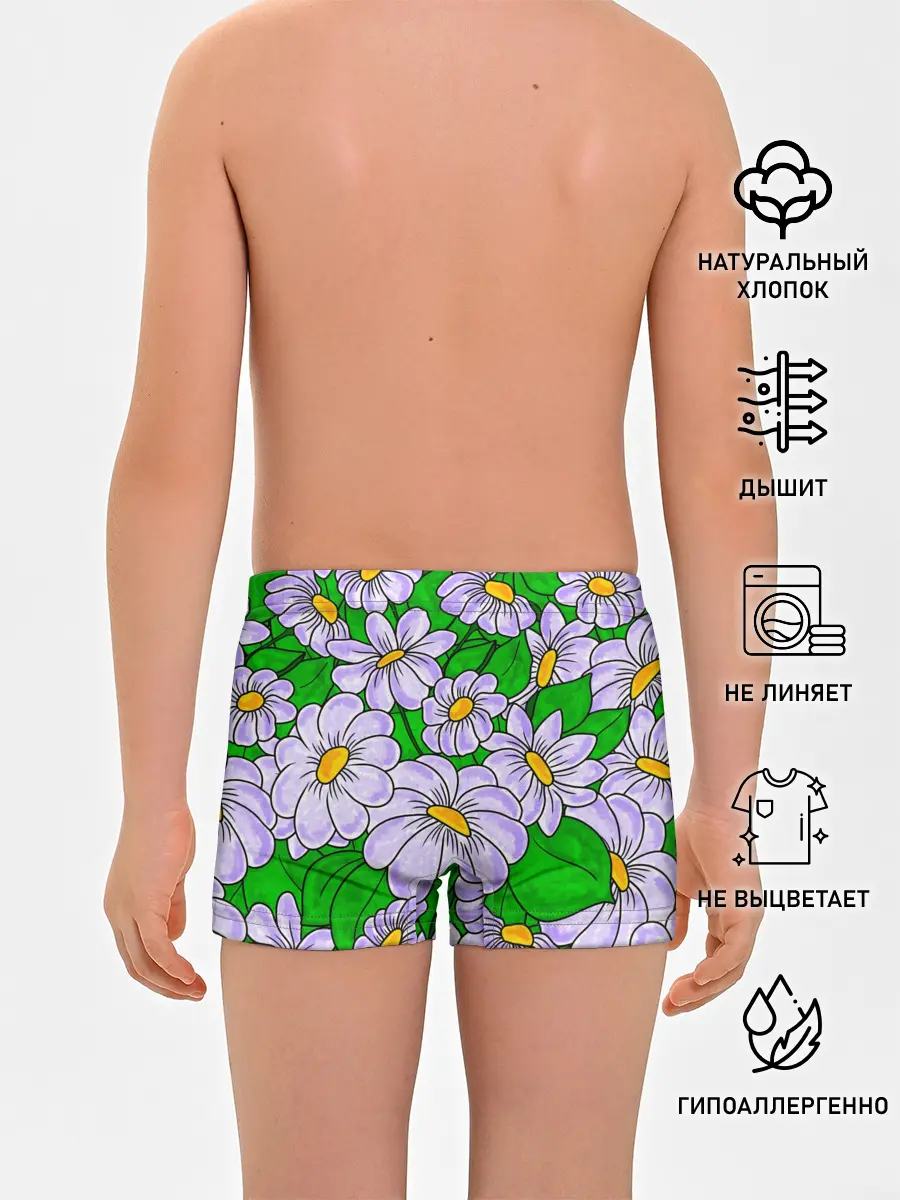 Трусы для мальчиков / Цветы Лавандовые ромашки