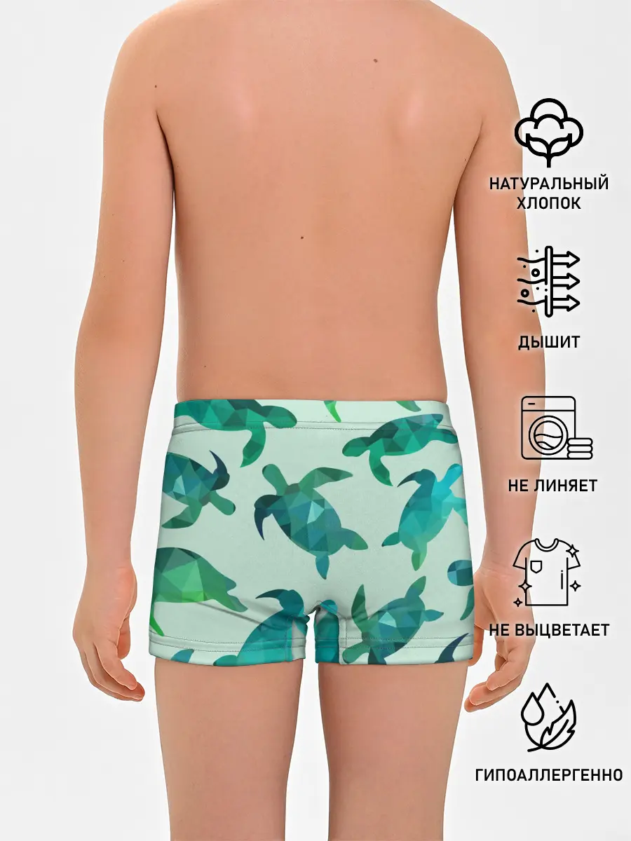 Трусы для мальчиков / Абстракция Черепахи Полигон