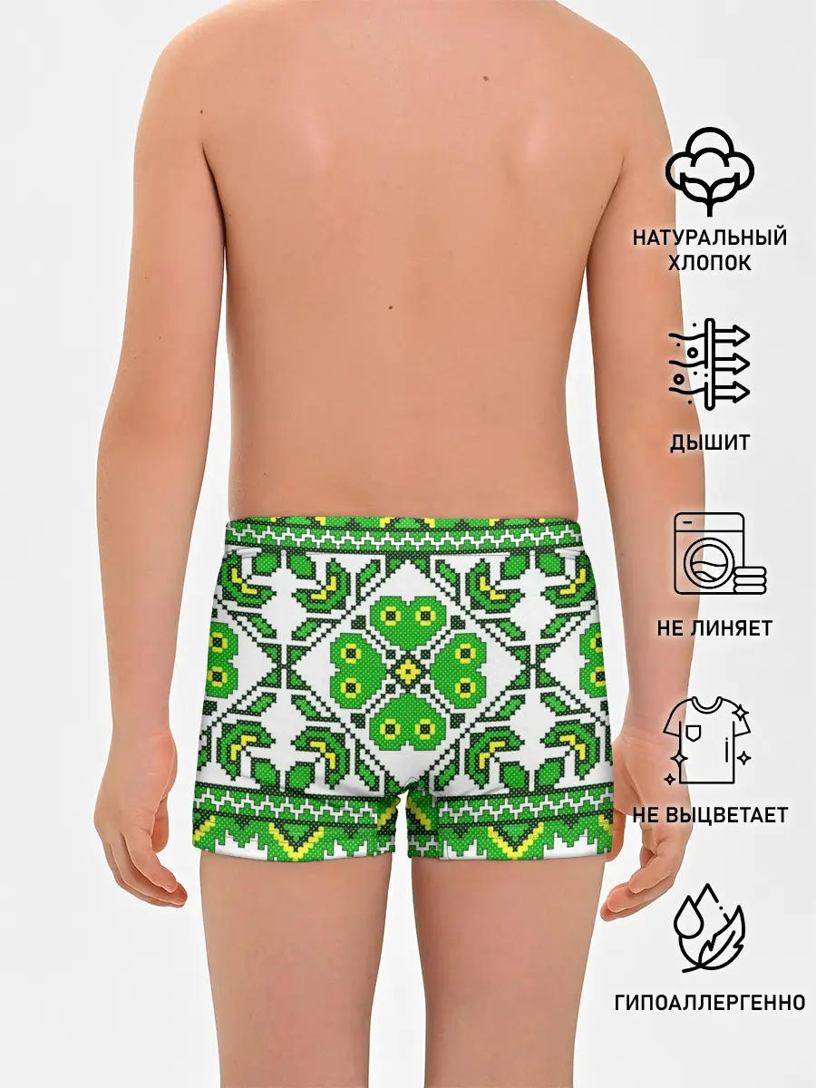 Трусы для мальчиков / Славянский Узор Зеленый