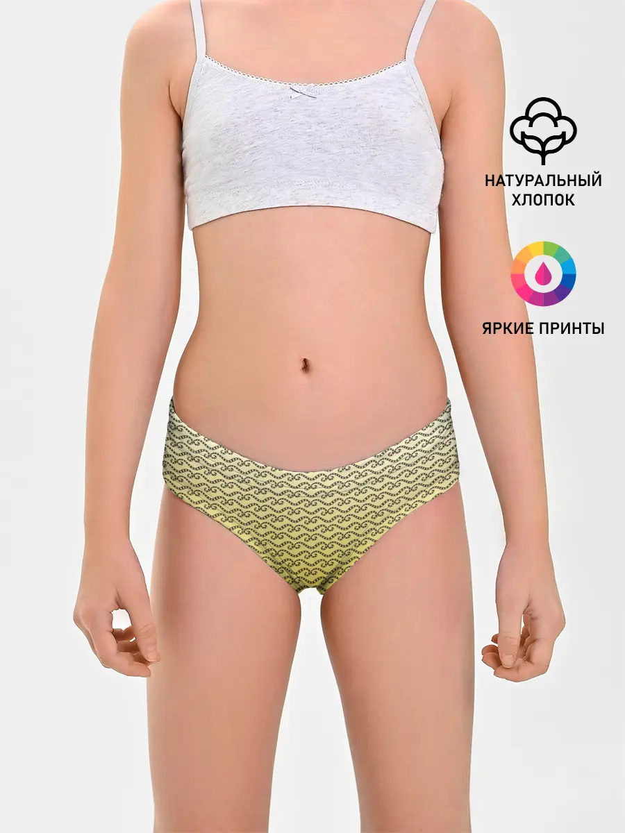 Трусы для девочек / рисованный узор усы червячки