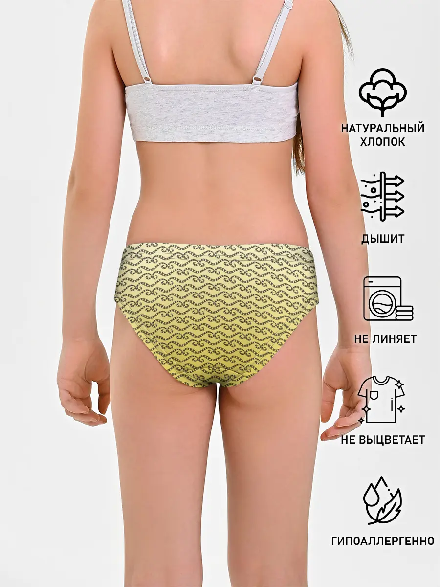 Трусы для девочек / рисованный узор усы червячки