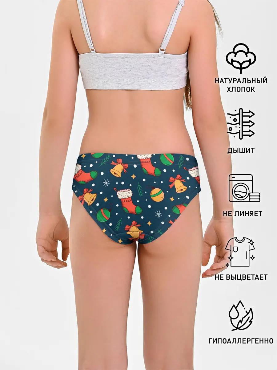 Трусы для девочек / Новогодний, рождественский узор