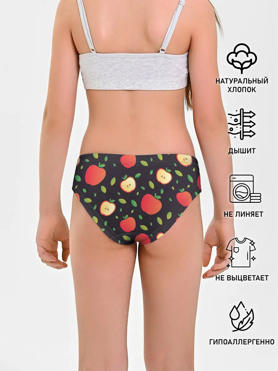 Трусы для девочек / Яблочный узор