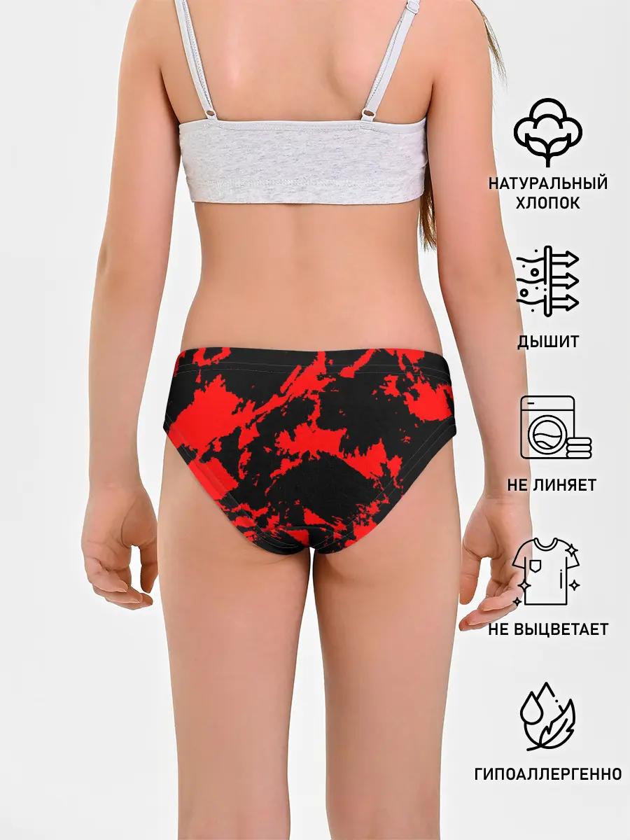 Трусы для девочек / Красный на черном