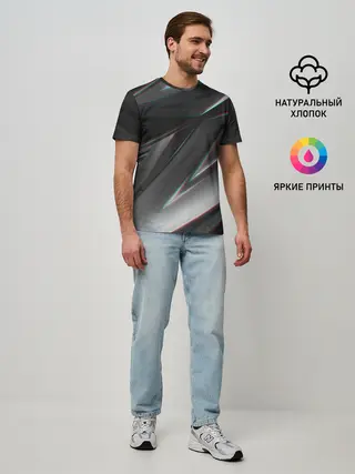 Мужская базовая футболка / GEOMETRY STRIPES GLITCH