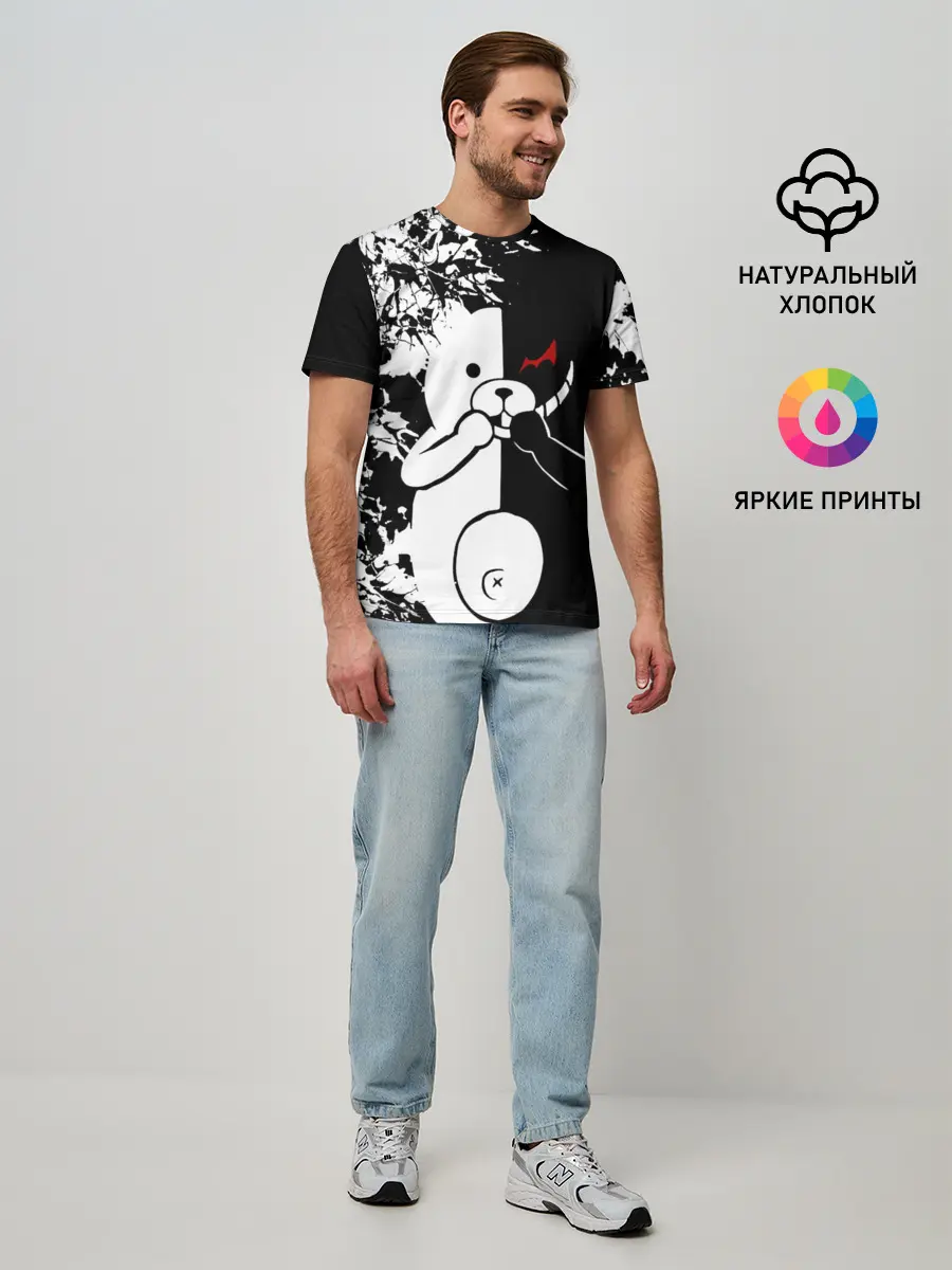Мужская базовая футболка / MONOKUMA держит руки