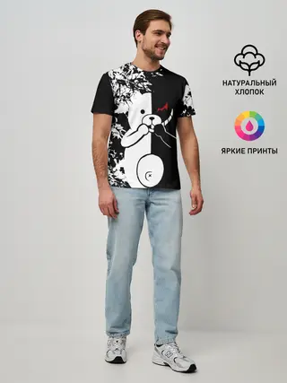 Мужская базовая футболка / MONOKUMA держит руки
