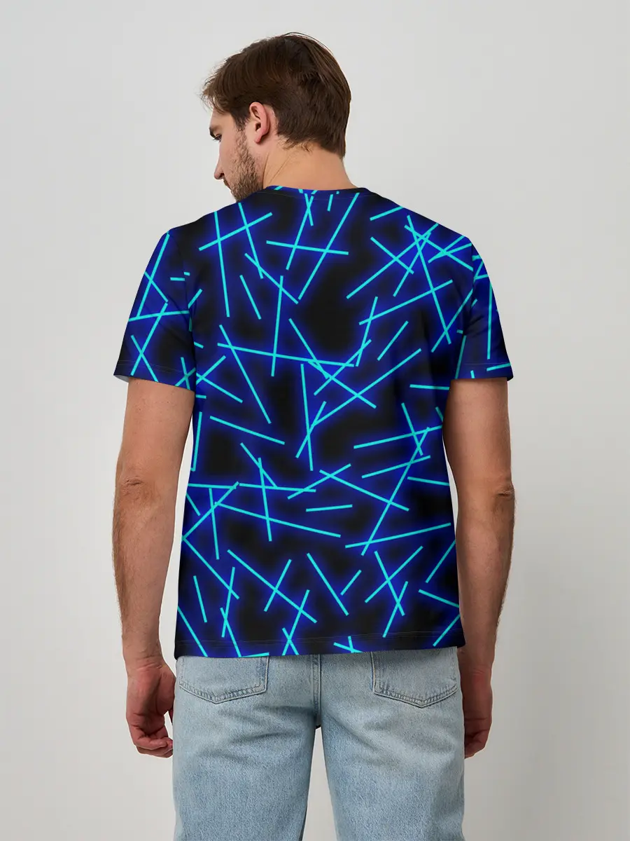 Мужская базовая футболка / Неоновые линии