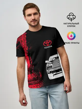 Мужская базовая футболка / Тойота | Красные следы