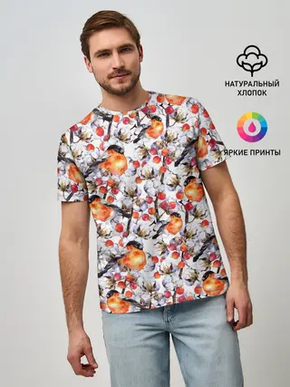 Мужская базовая футболка / Снегири