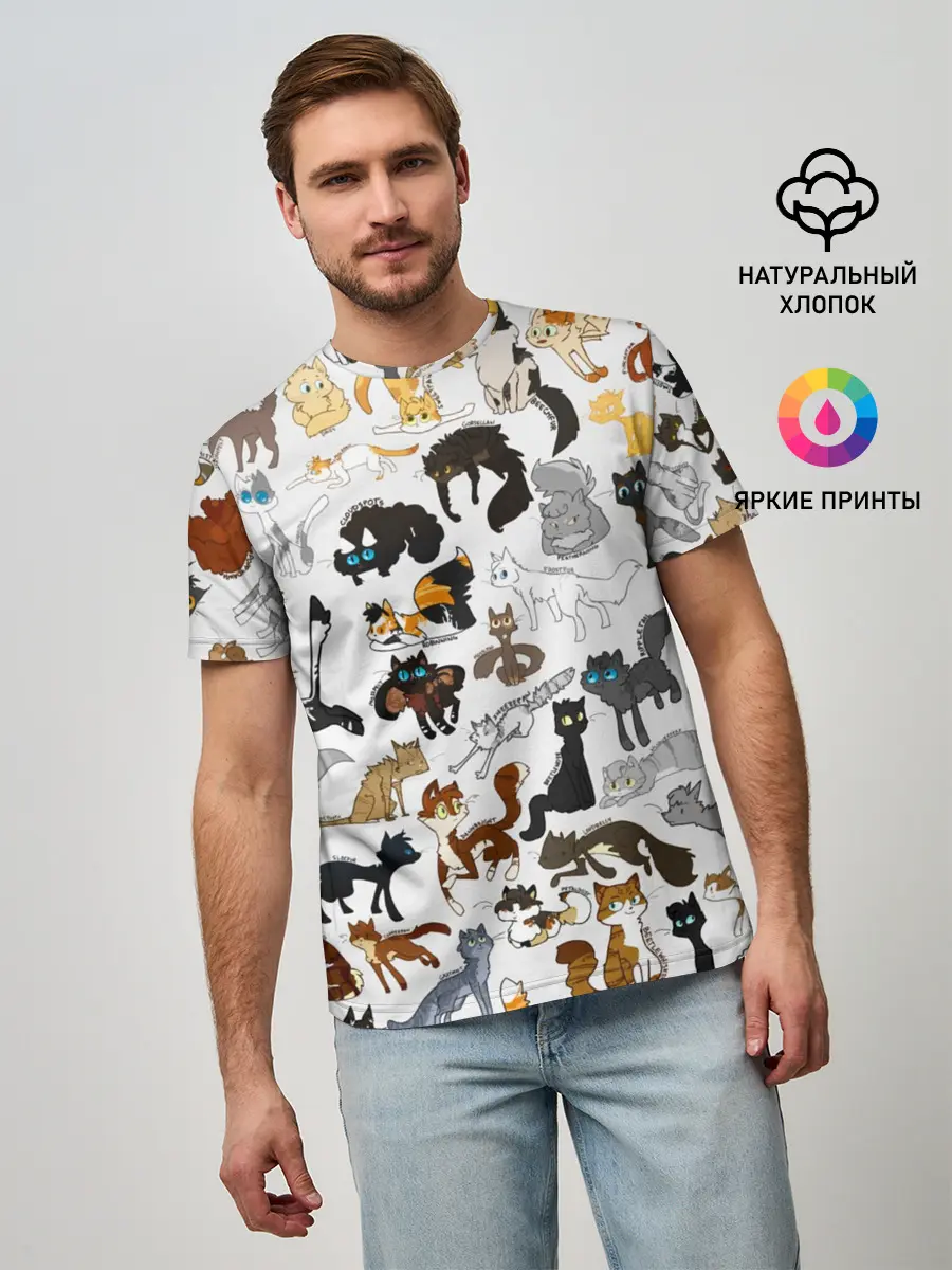 Мужская базовая футболка / Котоколлаж 03