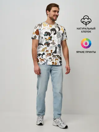 Мужская базовая футболка / Котоколлаж 03