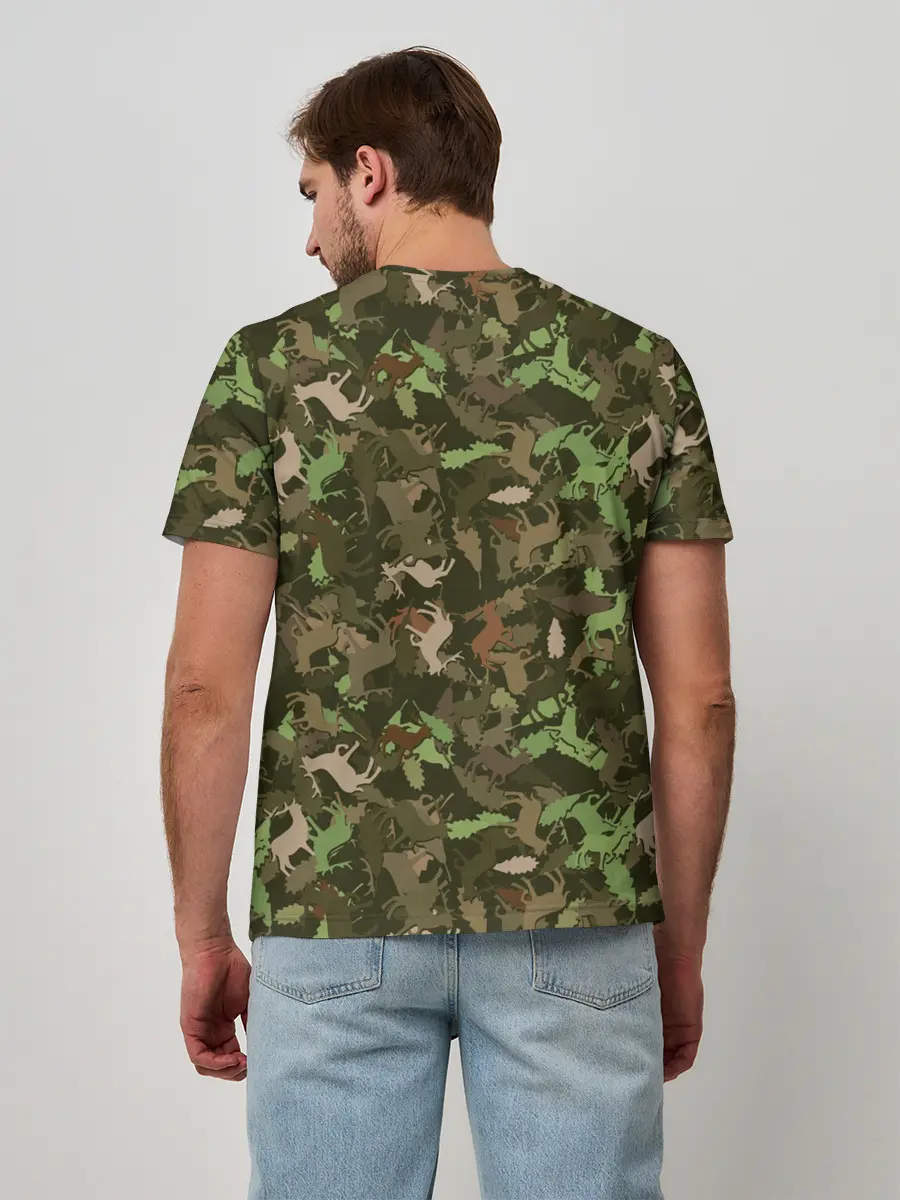 Мужская базовая футболка / Лоси в дубовом лесу