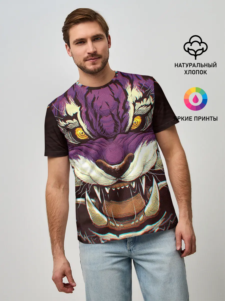 Мужская базовая футболка / Маска тигра