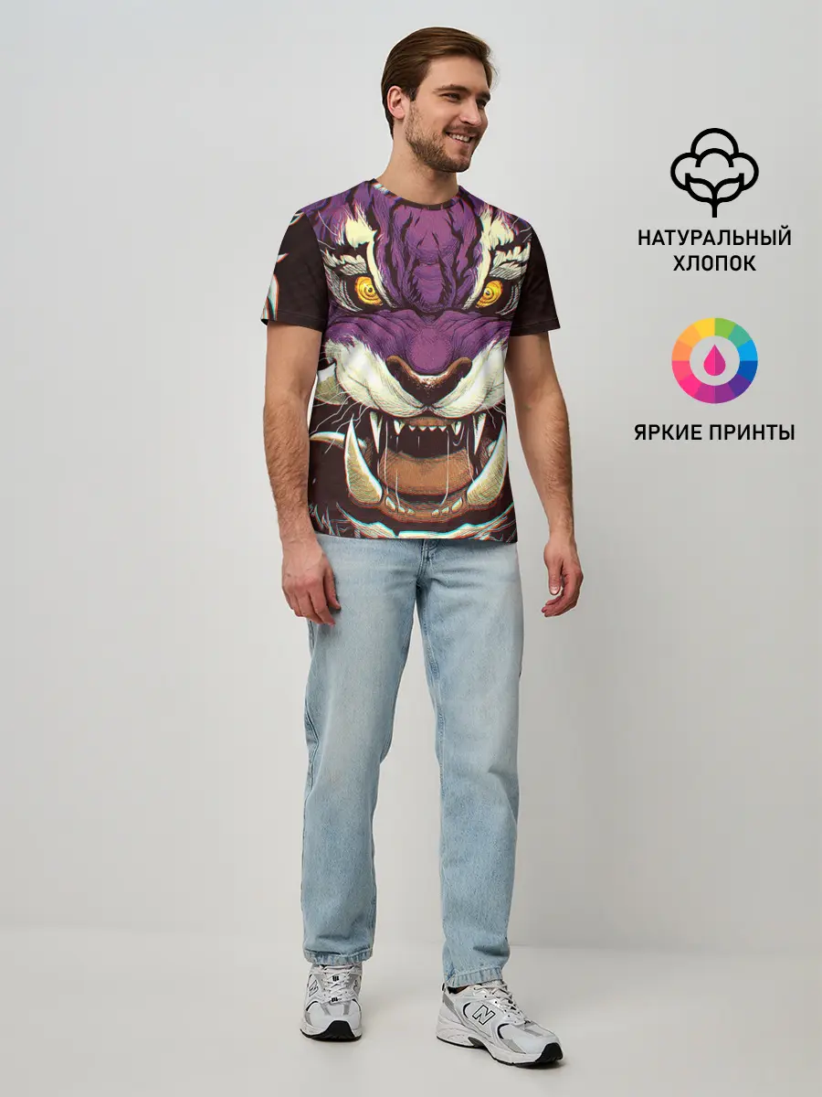 Мужская базовая футболка / Маска тигра