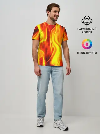 Мужская базовая футболка / Неон Огонь
