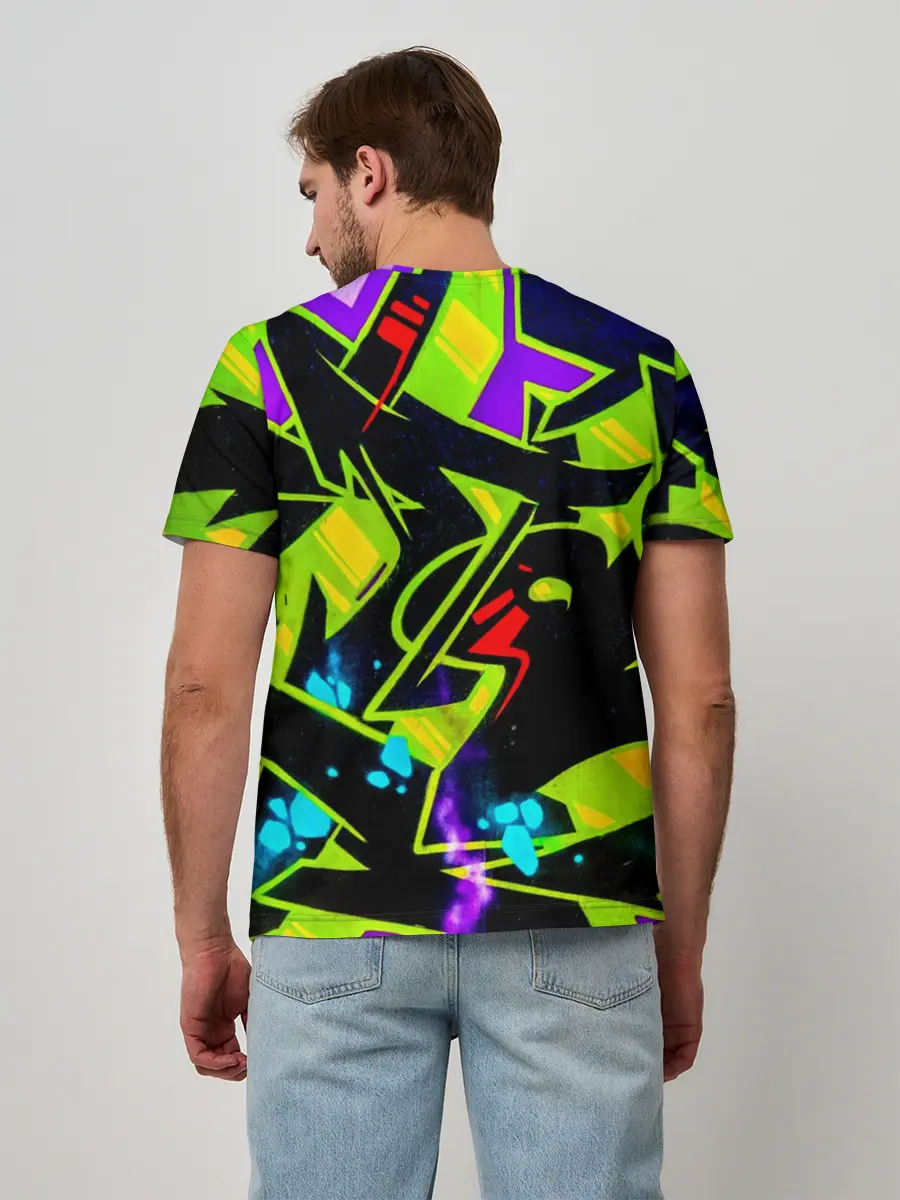 Мужская базовая футболка / Кислотное Граффити