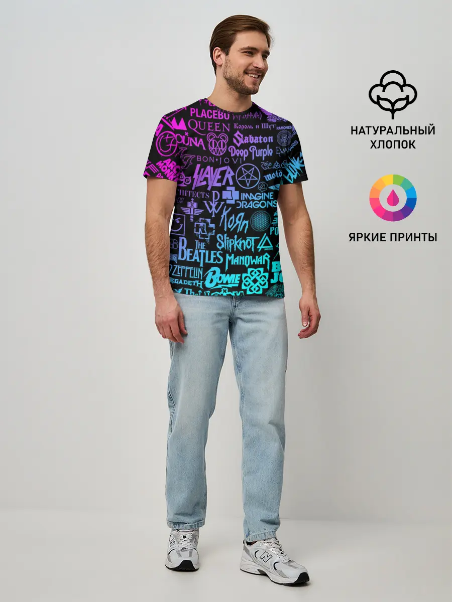 Мужская базовая футболка / ЛОГОТИПЫ РОК ГРУПП