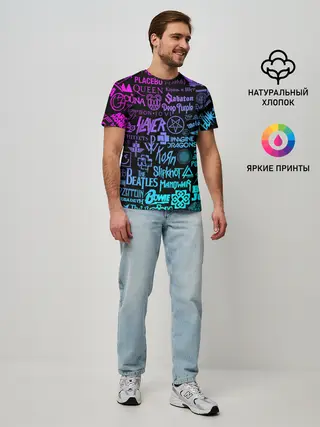 Мужская базовая футболка / ЛОГОТИПЫ РОК ГРУПП