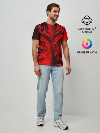 Мужская базовая футболка / BLACK RED DRAGONS TATOO
