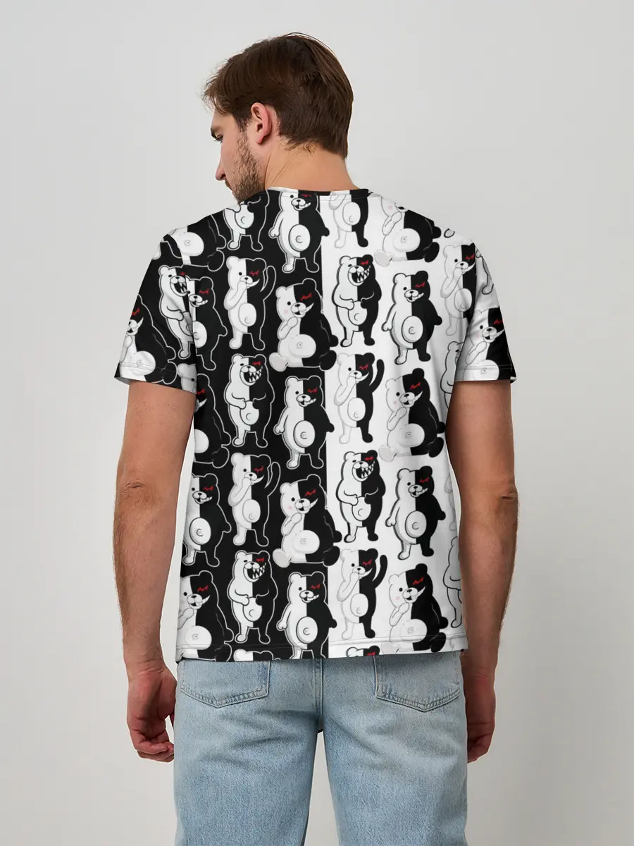 Мужская базовая футболка / MONOKUMA / МОНОКУМА ПАТТЕРН