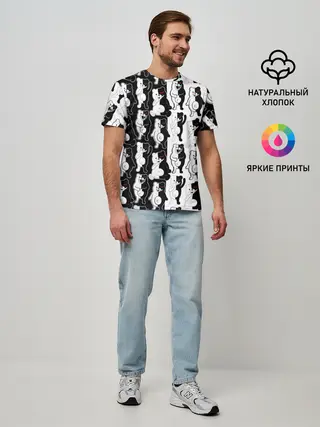 Мужская базовая футболка / MONOKUMA / МОНОКУМА ПАТТЕРН