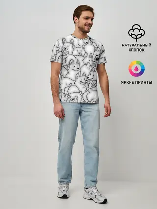 Мужская базовая футболка / Корги ЧБ