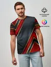 Мужская базовая футболка / Black & Red 3D