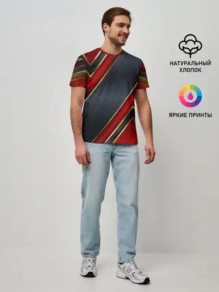Мужская базовая футболка / Black & Red 3D