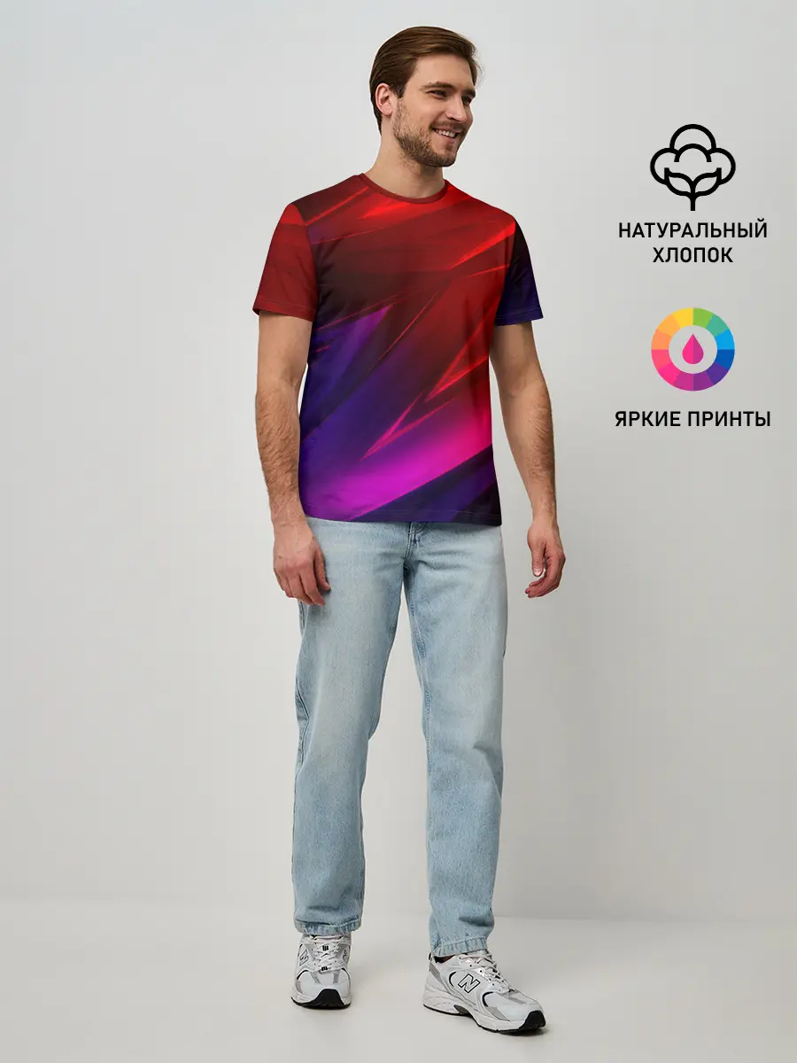 Мужская базовая футболка / NEON GEOMETRY STRIPES