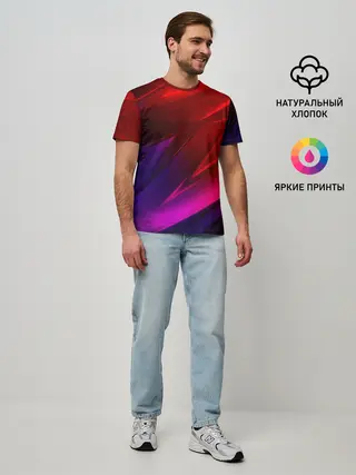 Мужская базовая футболка / NEON GEOMETRY STRIPES