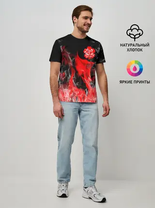 Мужская базовая футболка / Чёрный клевер: Пламя.