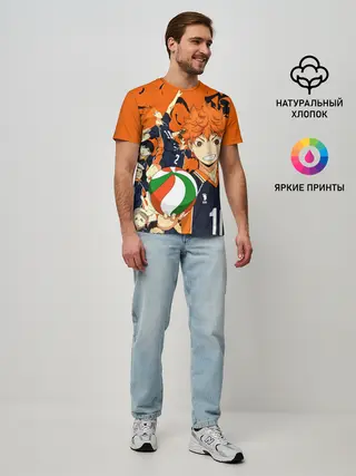 Мужская базовая футболка / Волебольная команда из аниме HAIKYUU!!