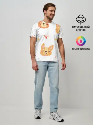 Мужская базовая футболка / Милый Корги