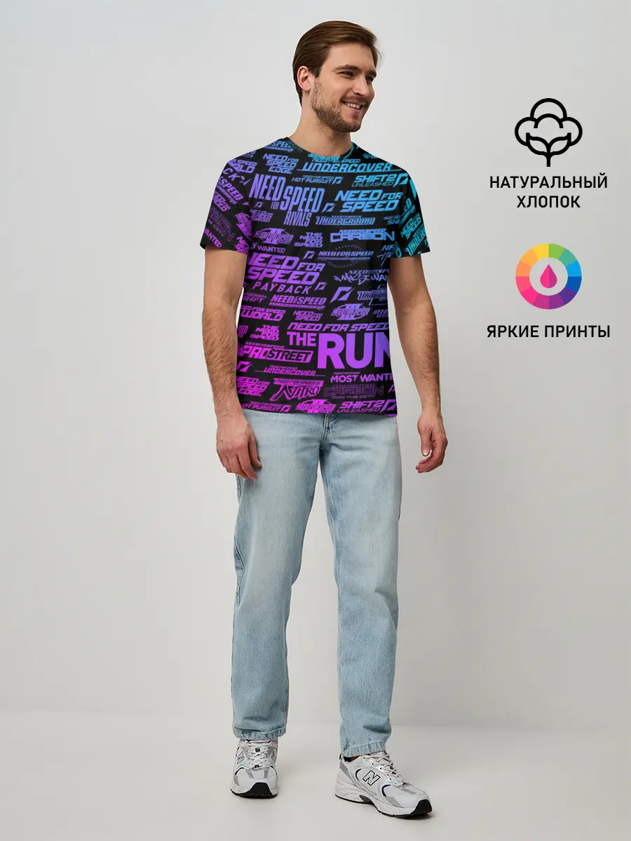 Мужская базовая футболка / NFS ALL LOGOS NEON