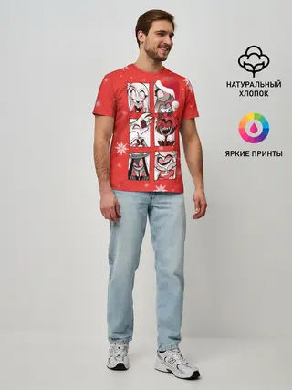Мужская базовая футболка / Новогодний Отель Хазбин.