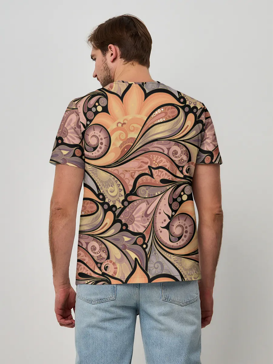 Мужская базовая футболка / дудл узоры