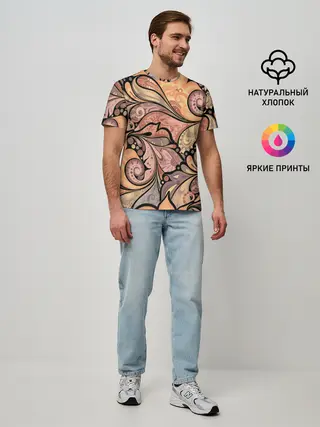 Мужская базовая футболка / дудл узоры