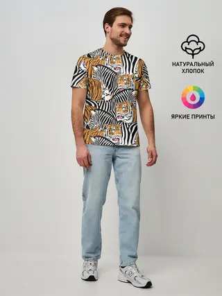 Мужская базовая футболка / Тигры и зебры