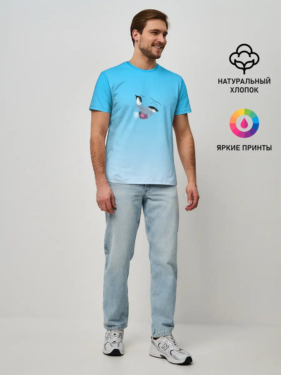 Мужская базовая футболка / Ahegao Blue-eyed girl