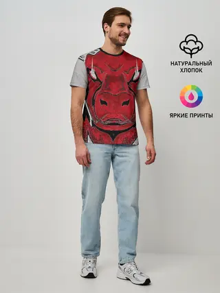 Мужская базовая футболка / Красный бык