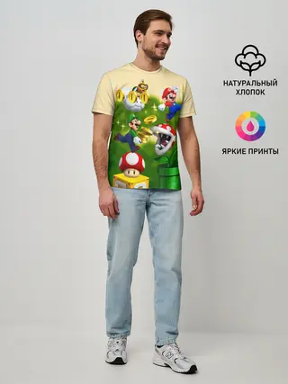 Мужская базовая футболка / Mario Coins