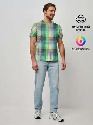 Мужская базовая футболка / Зеленый клетчатый узор