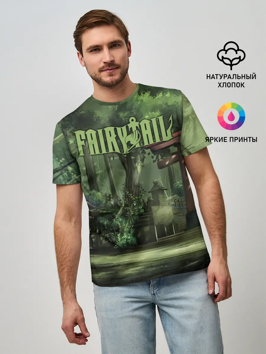Мужская базовая футболка / Фейри Тейл лес