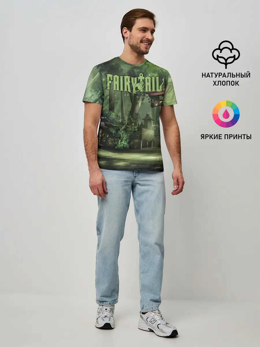 Мужская базовая футболка / Фейри Тейл лес