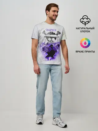 Мужская базовая футболка / Пламенный резиновый Луффи | One Piece