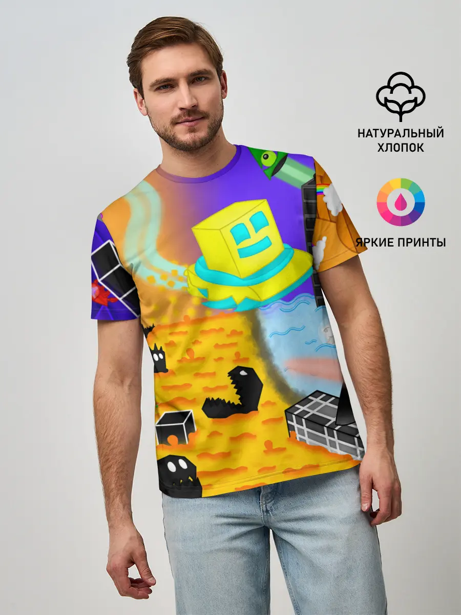 Мужская базовая футболка / Geometry Dash | RobTop
